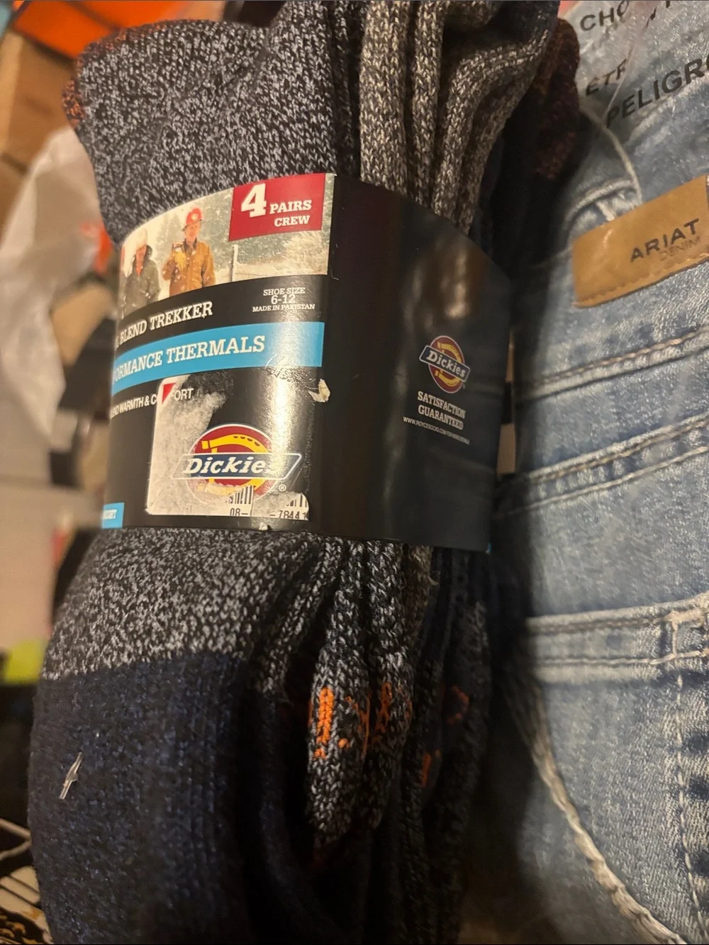 4 Dickies Two-Tone Gray and Navy Wool Blend Trekker Socks - Performance Thermals